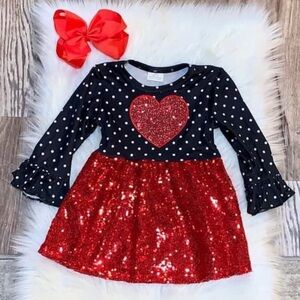 Brinlee Marie Boutique Polka Dot & Sequin Heart Girl’s Dress Size 4T